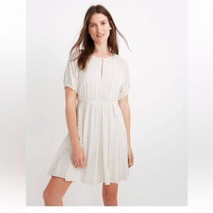NWT Madewell Cream Petite Eyelet Tassel-Tie Mini Dress -4